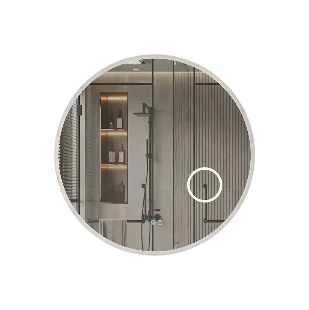 Mirror Empolo with lights round with narrow edge 80 cm MEL-16LM