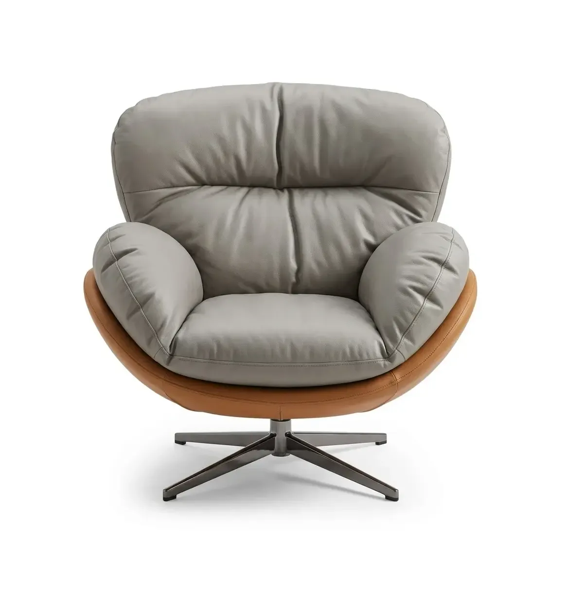 The reception chair was upholstered in white fabric with a swivel base. DY-0114-1/WHITE