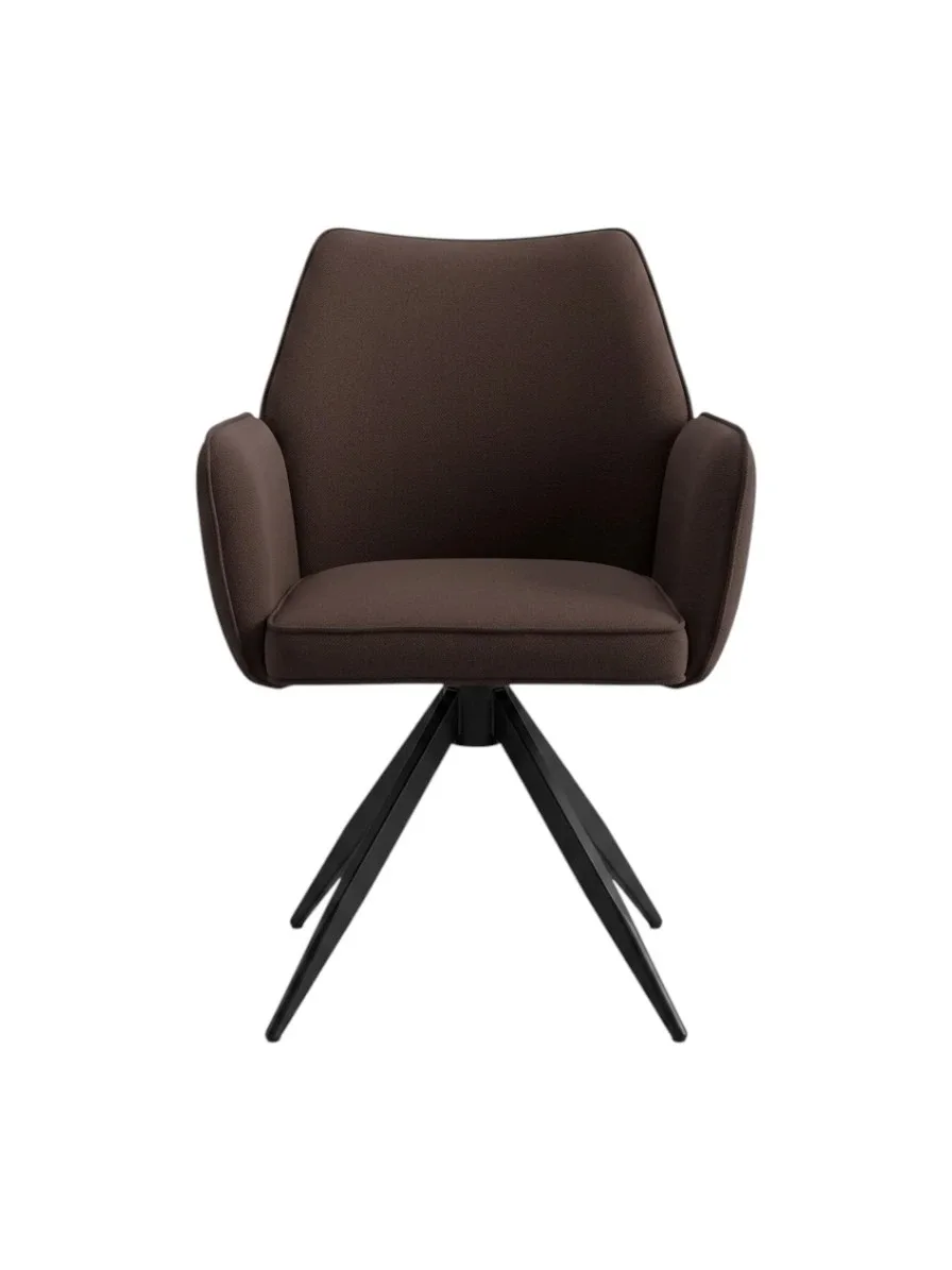 Kitchen chair in brown faux leather with metal legs 25-2201-BROWN