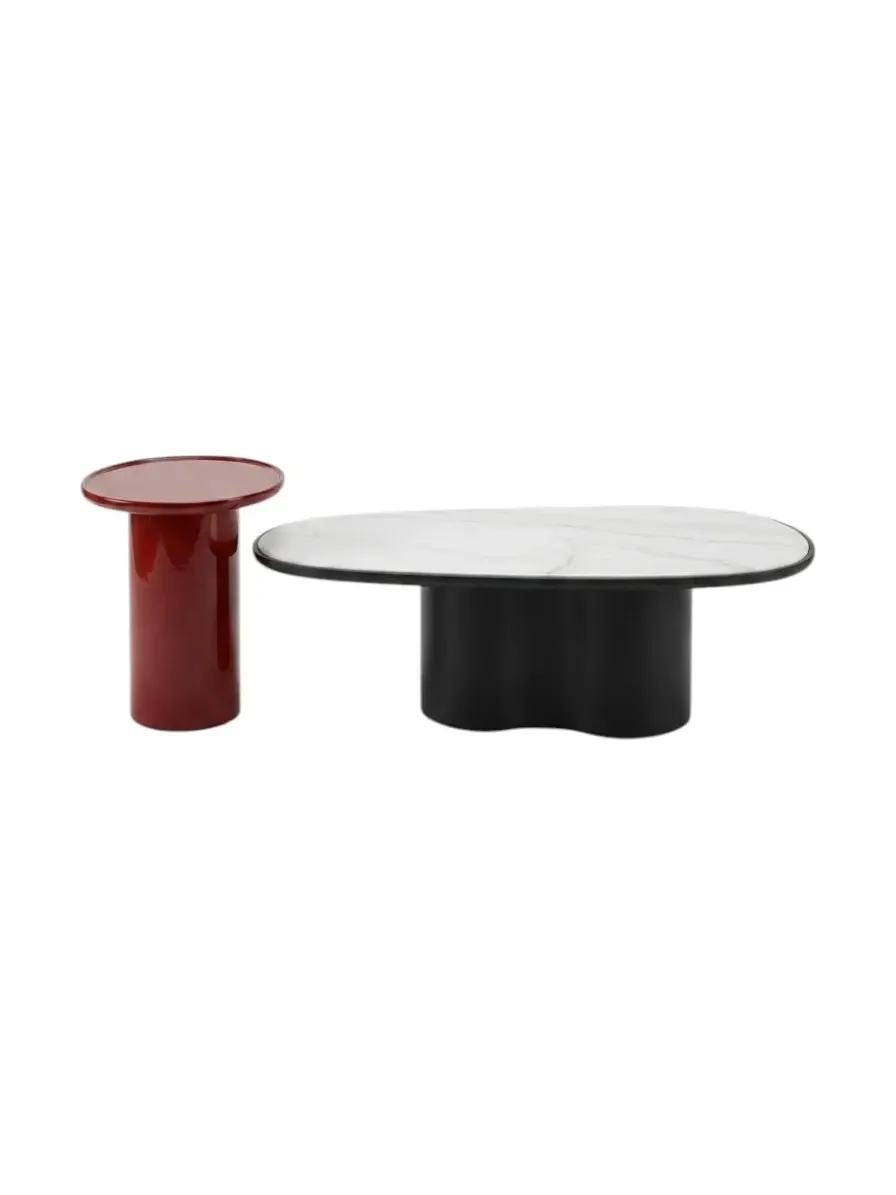 Coffee table Miago black red with microcrystalline stone top A51