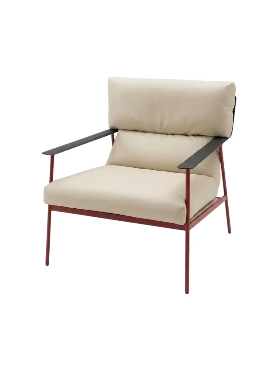 Reception chair Miago Beige Stainless steel frame Genuine leather ZD-157