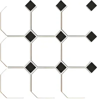 Floor and wall tiles Arezzo MOSAIC white matte octagon-black glossy rectangle 30*30 sq.m BJ9510