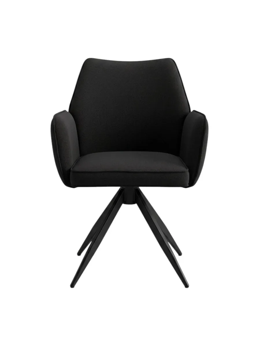 Kitchen chair upholstered in black faux leather with metal legs 25-2201-BLACK