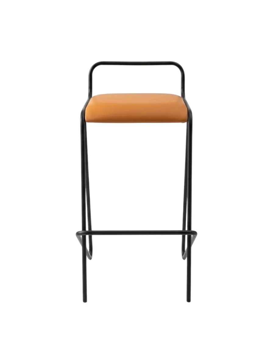 Bar stool Hongxiao orange faux leather with metal backrest CV-B210BS-7-Orange