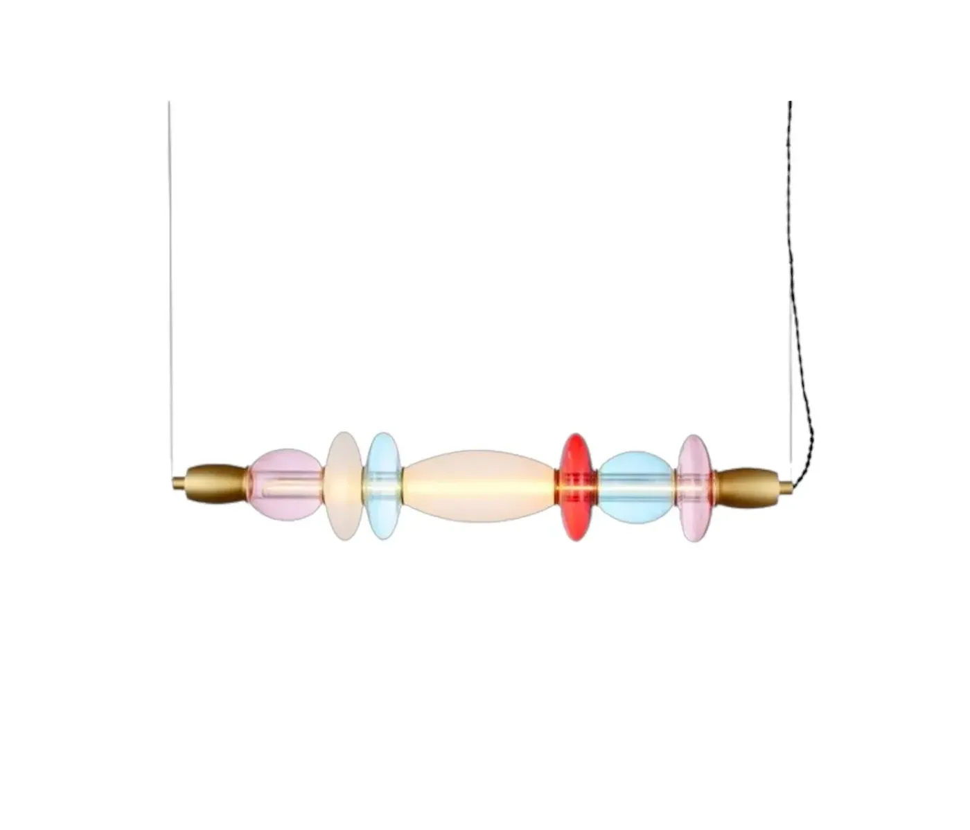 Chandelier Elements Lightning Leonor Horizontal 8 Watt Rose Bleu Opaque Rouge Length 82.6 cm Width 15 cm 102051