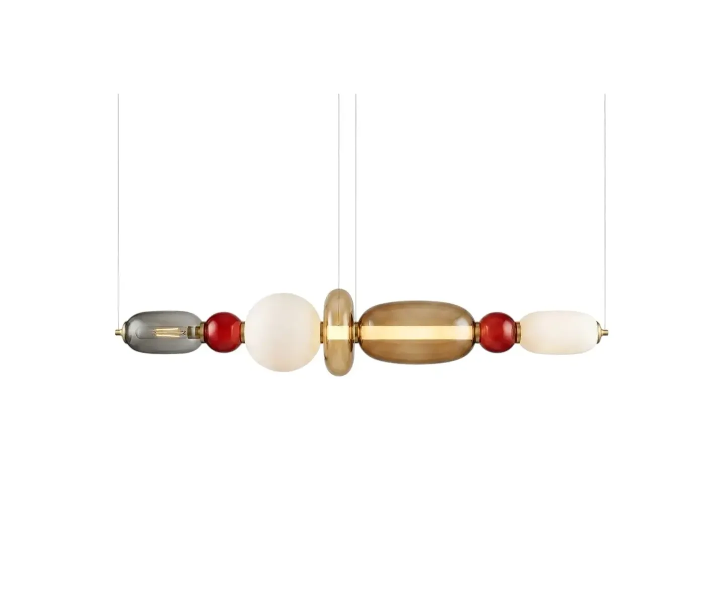 Chandelier Bokin Gray Red White Beige Horizontal Glass Metal 20*H113 200cm MD8928-L1160