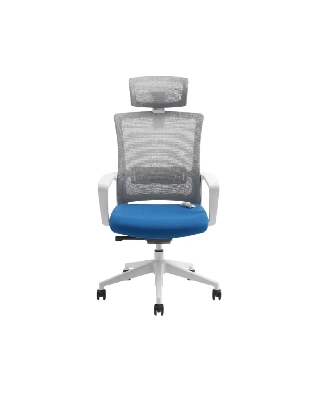 Office chair Gojo blue plastic white frame high seat with mesh headrest 58*58*107cm 804A