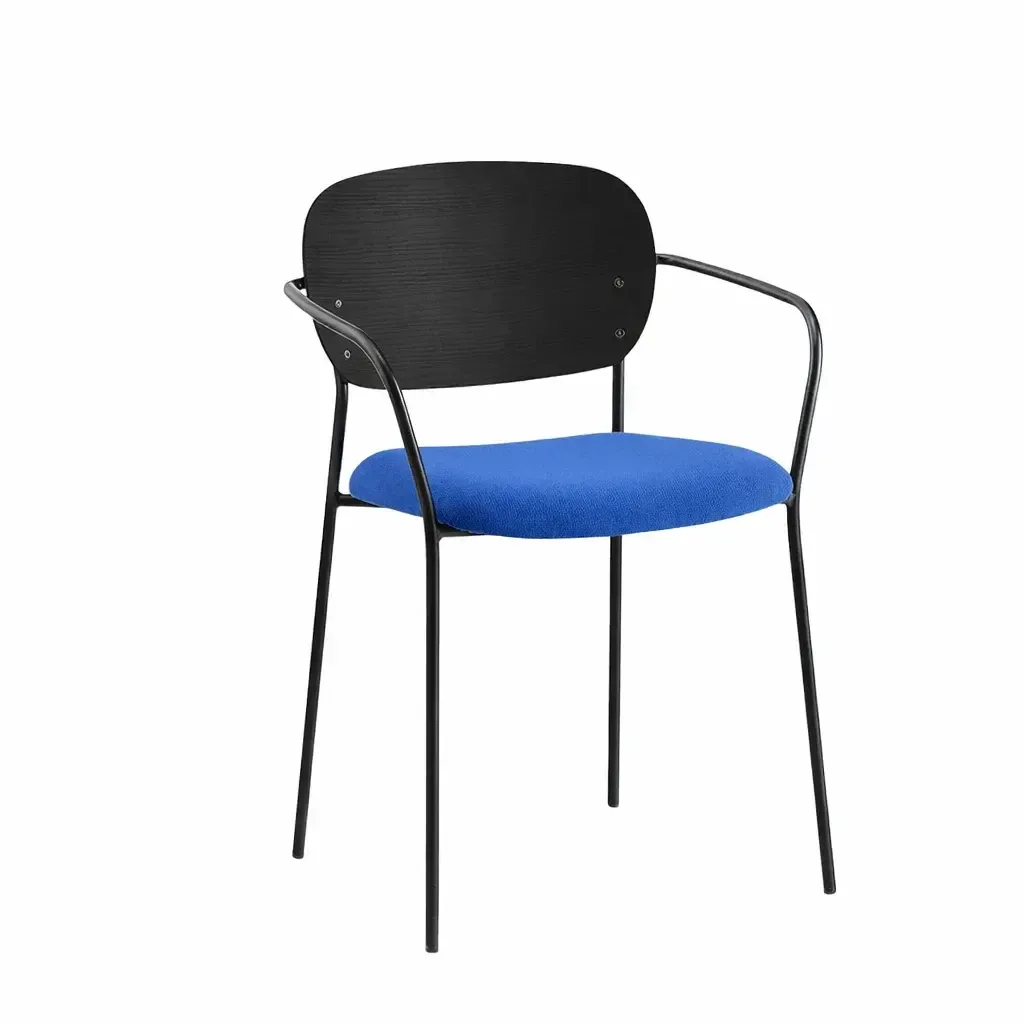 Reception chair pedral JAZZ metal frame NERO backrest wood black lacquer material C110 57*51.5*78.5cm 3705/C122_AN_NERO_FSC