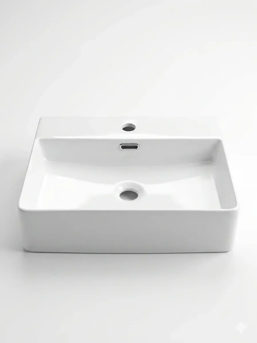 Washbasin Maramori ART BASIN Rectangle with water outlet white glossy 505*435*130 MAR_2173-S