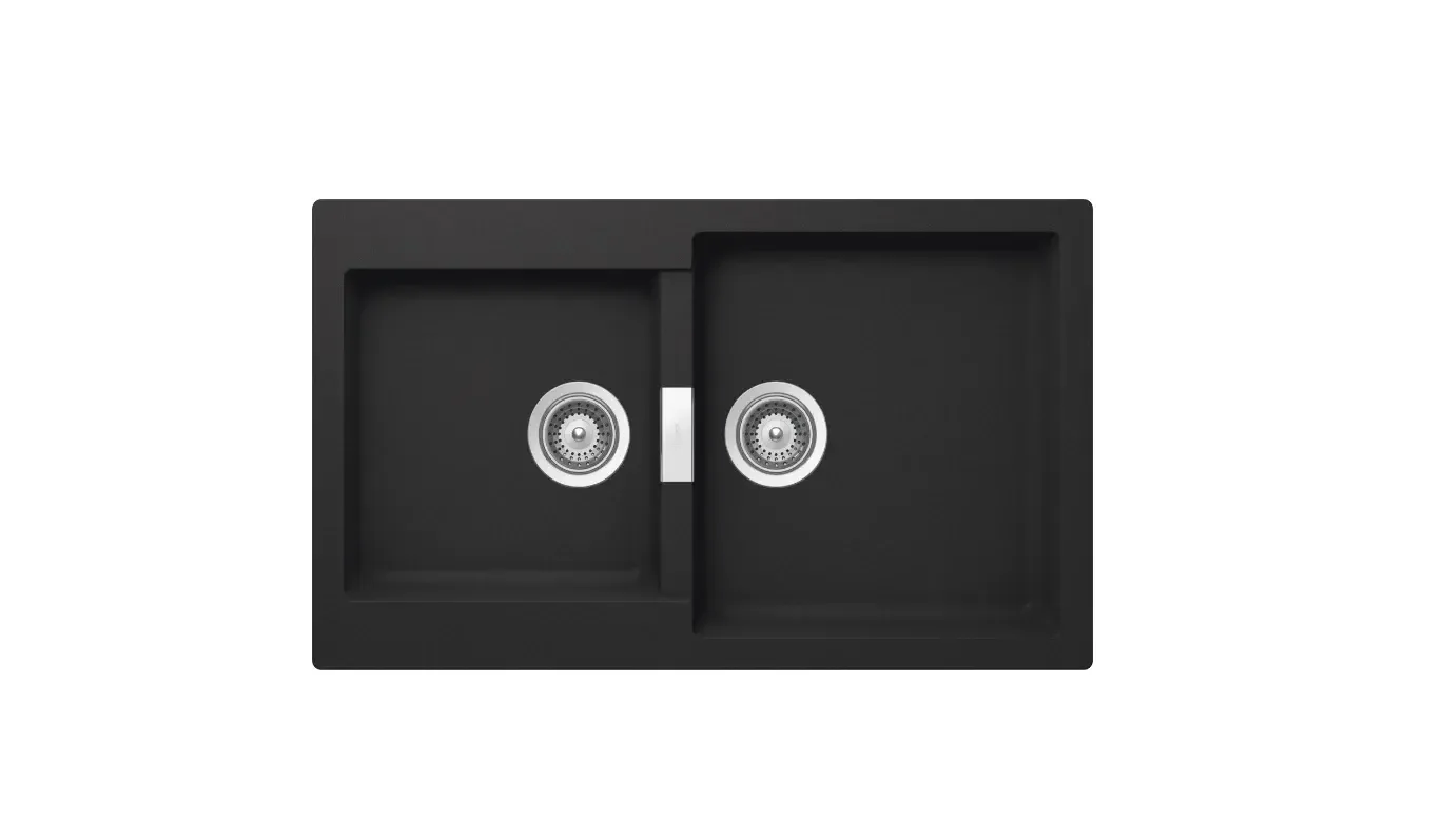 Kitchen sink Shock PRIMUS N-200 Composite Quartz CRL Double Undermount NERO 86*50cm PRIN20001339360101