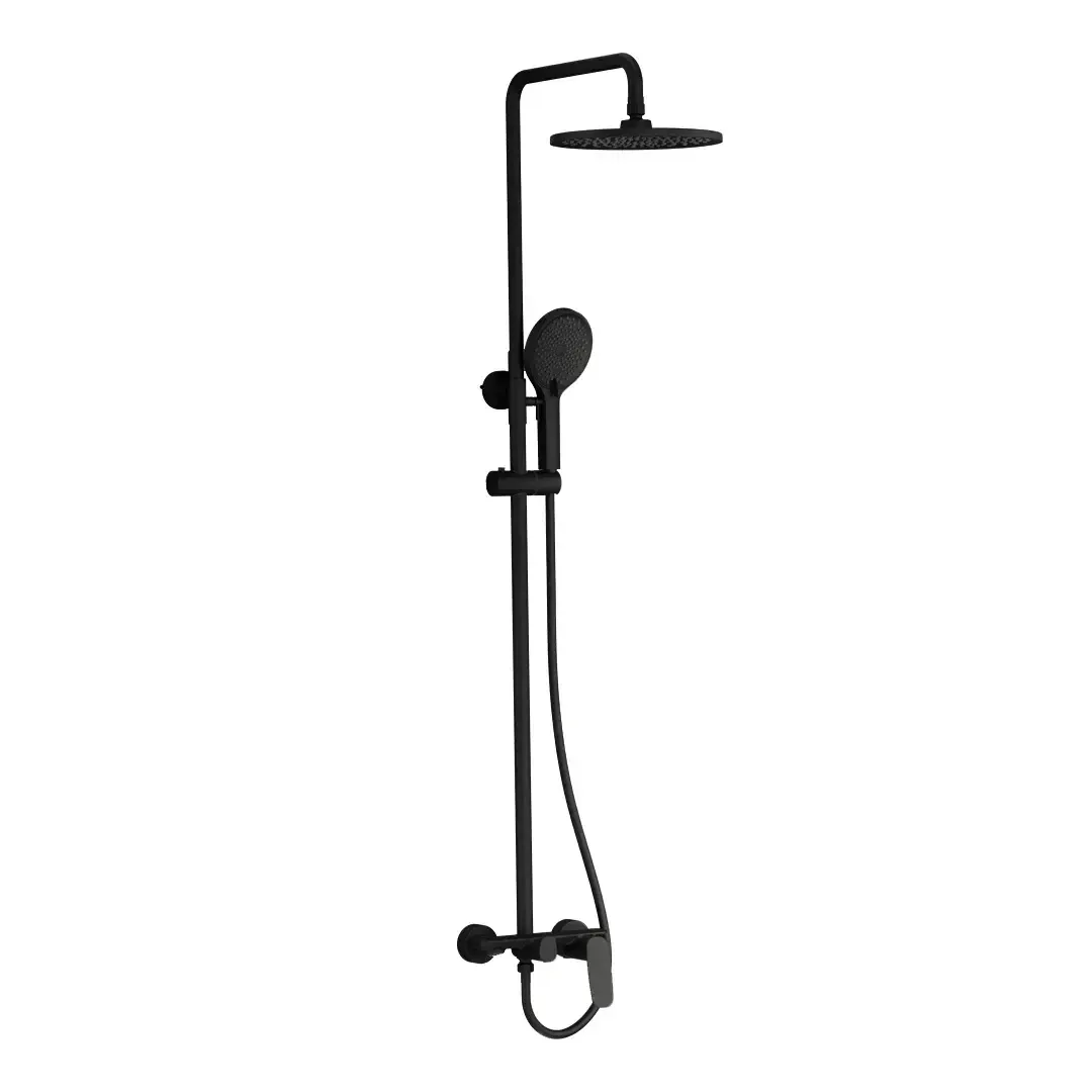 Shower system Empolo with shower head, hand shower, nozzle and mixer DAVA with machined surface black M37 3601CB
