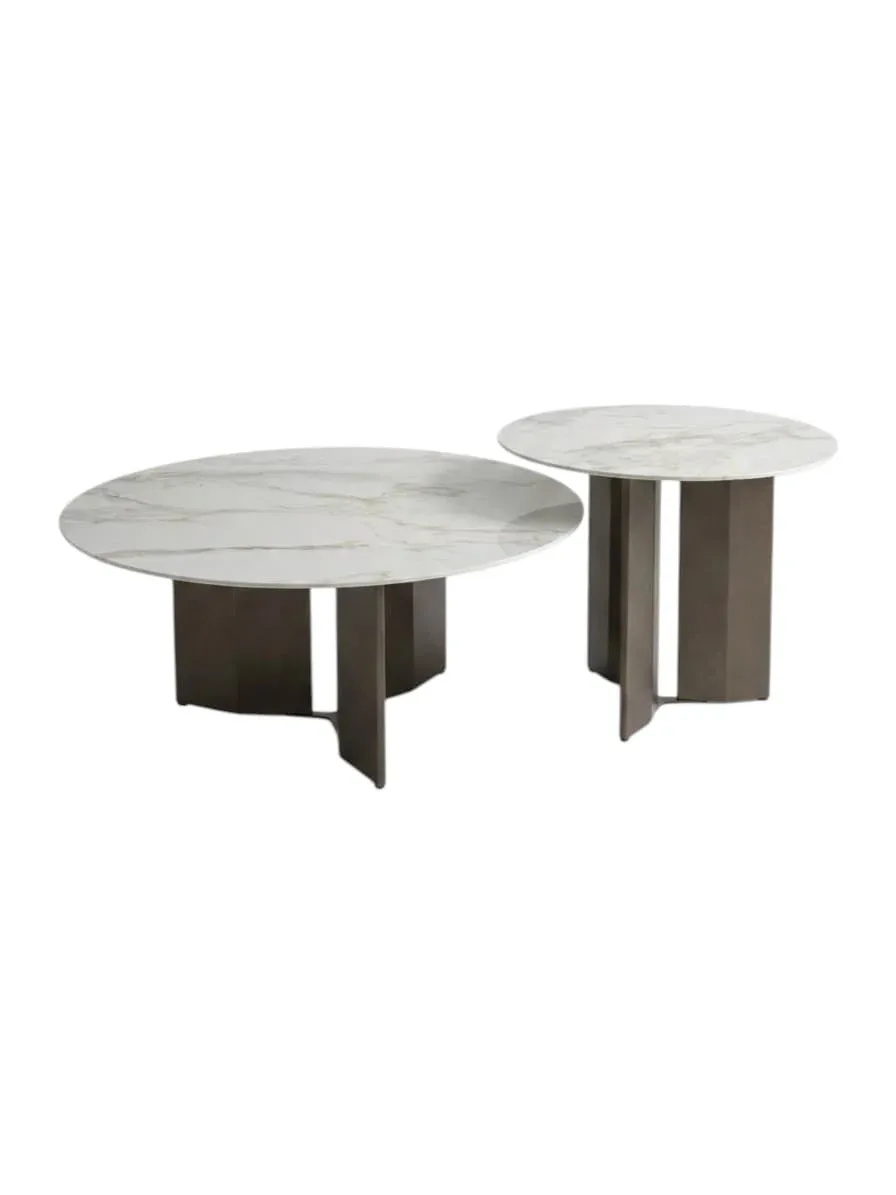 Coffee table Kimhoum with stone top metal legs 90*H40X60*H50cm 822#+822B#