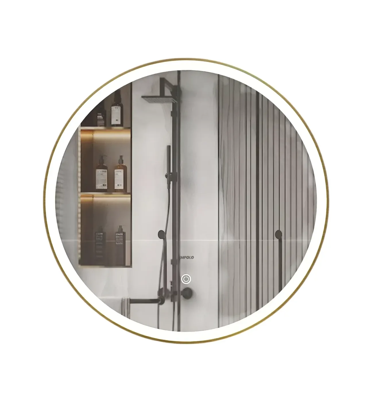 Mirror Empolo with lights round with golden frame 80 cm MEL-5FL